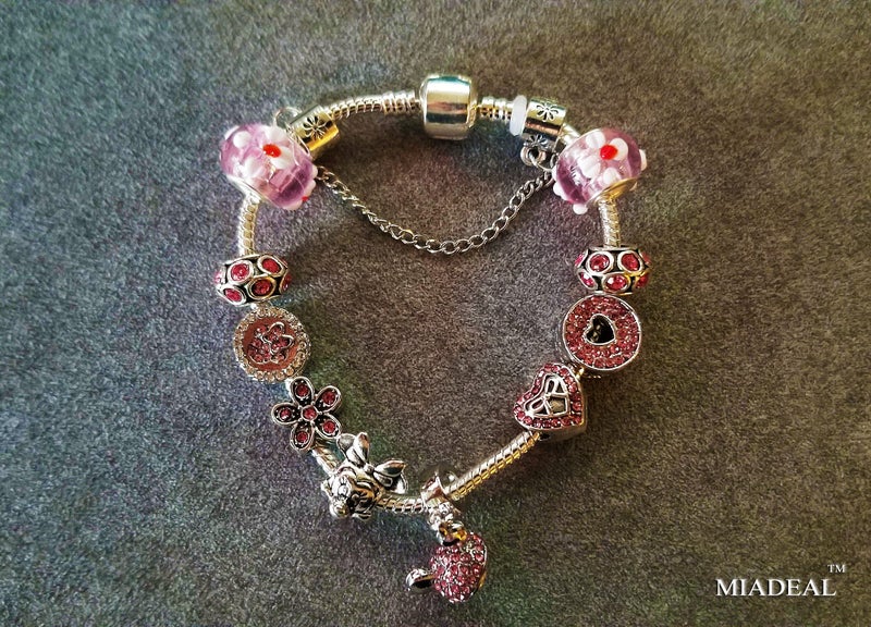 MIADEAL Mouse Theme Pink Charms Bracelet, Fits Pandora, Womens DIY Costume Jewelry - Image 4